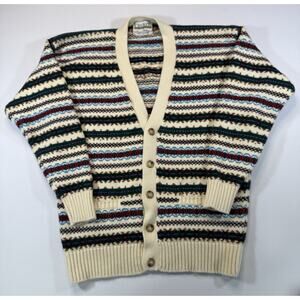 Vintage Cricket Cardigan L Fair Isle Cotton Made Hong Kong